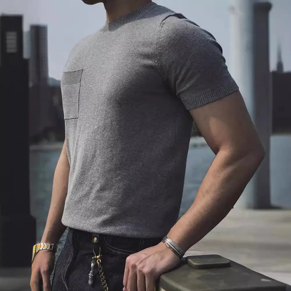 American Retro Loose Fit Round Neck T Shirt – Breathable Italian Knit | Old Money Style Prendersons