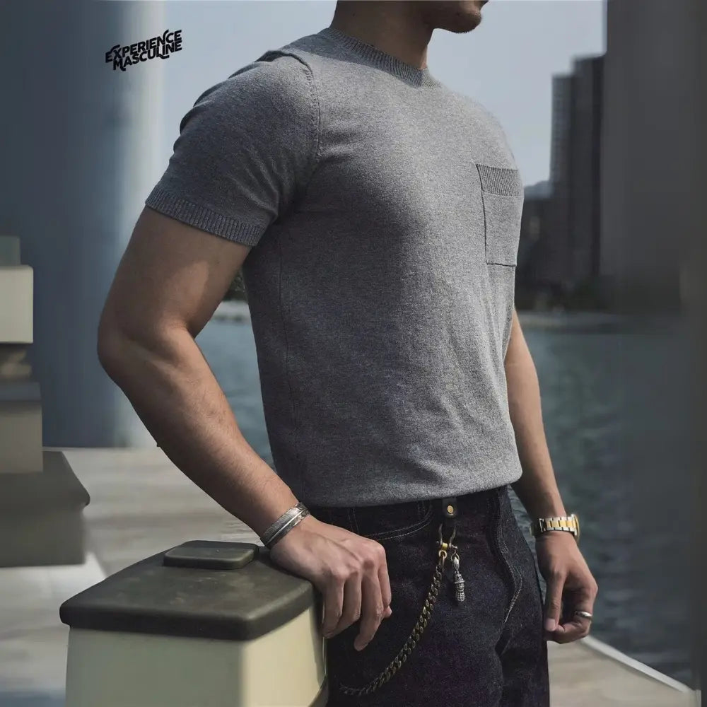 American Retro Loose Fit Round Neck T Shirt – Breathable Italian Knit | Old Money Style Prendersons