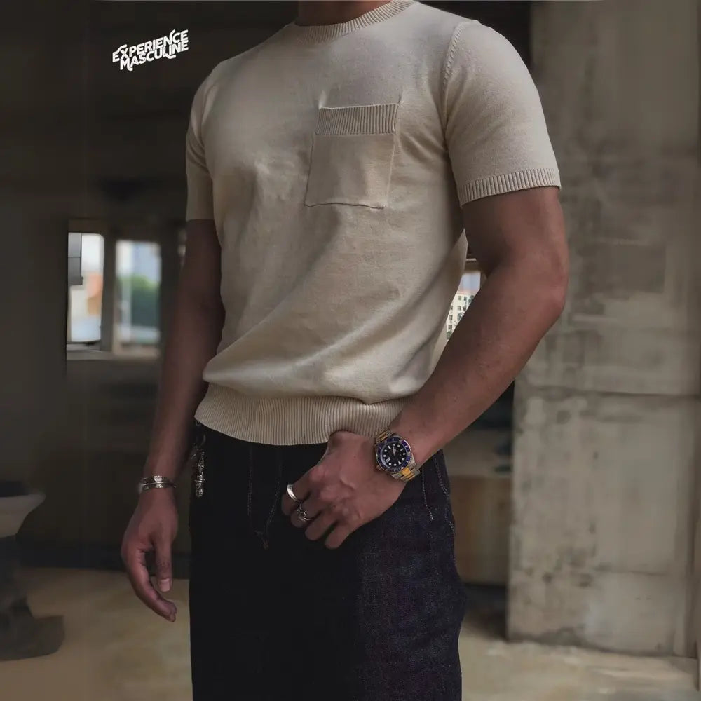 American Retro Loose Fit Round Neck T Shirt – Breathable Italian Knit | Old Money Style Prendersons