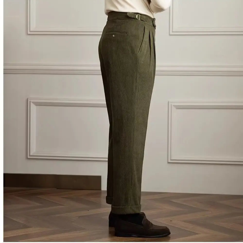 Straight Fit Korean Style Men's Corduroy Pants – Brown, Green, Black, Beige | Autumn Sportswear | Old Money Menswear Prendersons