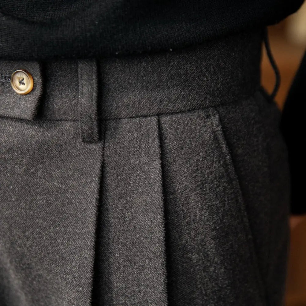 Straight Fit High Waist Pants – Khaki & Dark Gray | Autumn & Winter | Old Money Menswear Prendersons