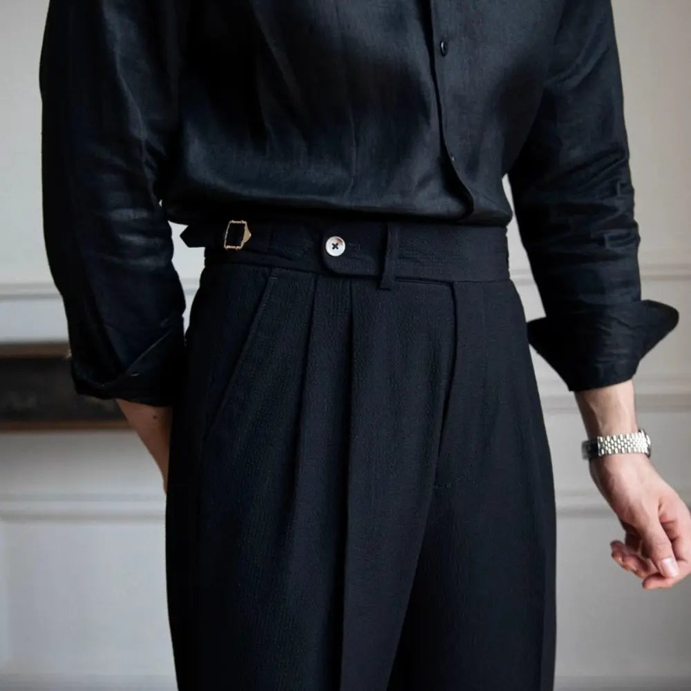 Men's Regular Fit Business Casual Trousers – Dark Blue | Leisure Commute | Old Money Menswear Prendersons