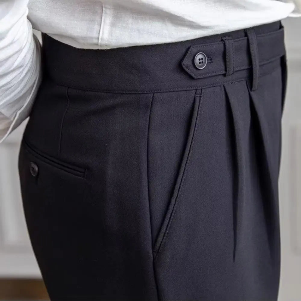 Harem Cropped Draping Slim Fit Skinny Men's Casual Pants Black | Old Money Menswear Prendersons
