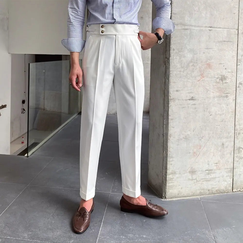 Loose Fit Mens Suit Pants – White, Khaki, Black, Dark Grey | Banquet Ready | Old Money Menswear Prendersons