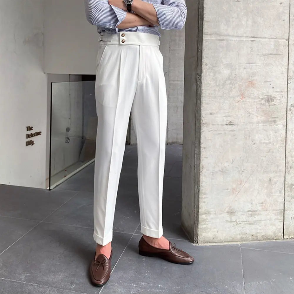 Loose Fit Mens Suit Pants – White, Khaki, Black, Dark Grey | Banquet Ready | Old Money Menswear Prendersons