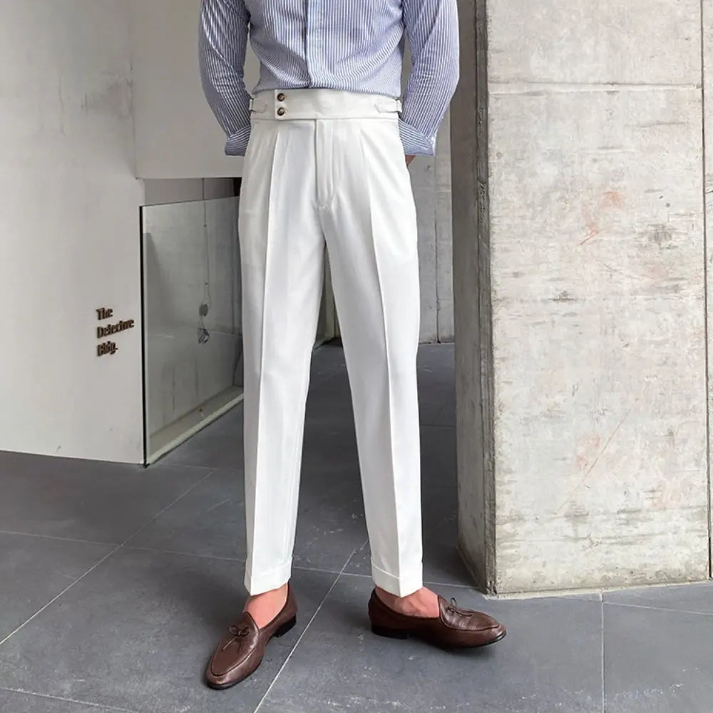 Loose Fit Mens Suit Pants – White, Khaki, Black, Dark Grey | Banquet Ready | Old Money Menswear Prendersons