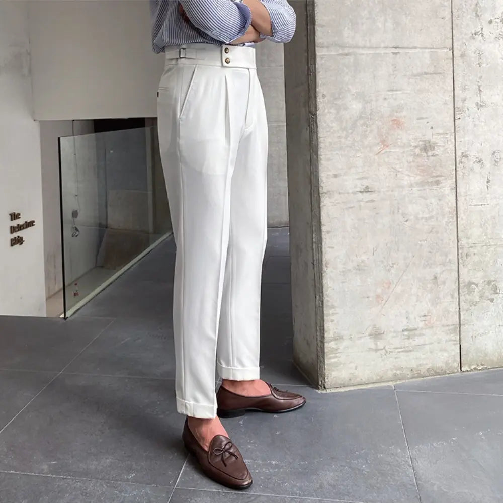 Loose Fit Mens Suit Pants – White, Khaki, Black, Dark Grey | Banquet Ready | Old Money Menswear Prendersons