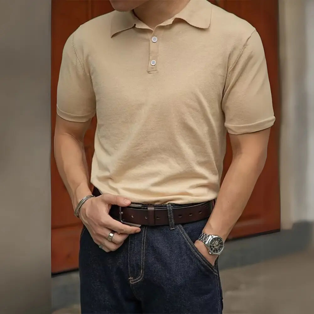 Men's Henry Collar slim fit Polo shirts– Leisure Style | Old Money Pullover Prendersons
