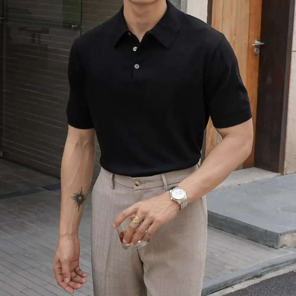 Men's Henry Collar slim fit Polo shirts– Leisure Style | Old Money Pullover Prendersons