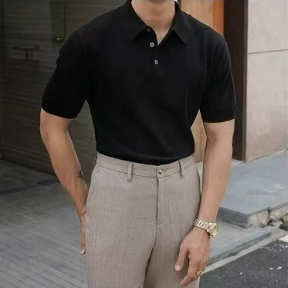 Men's Henry Collar slim fit Polo shirts– Leisure Style | Old Money Pullover Prendersons
