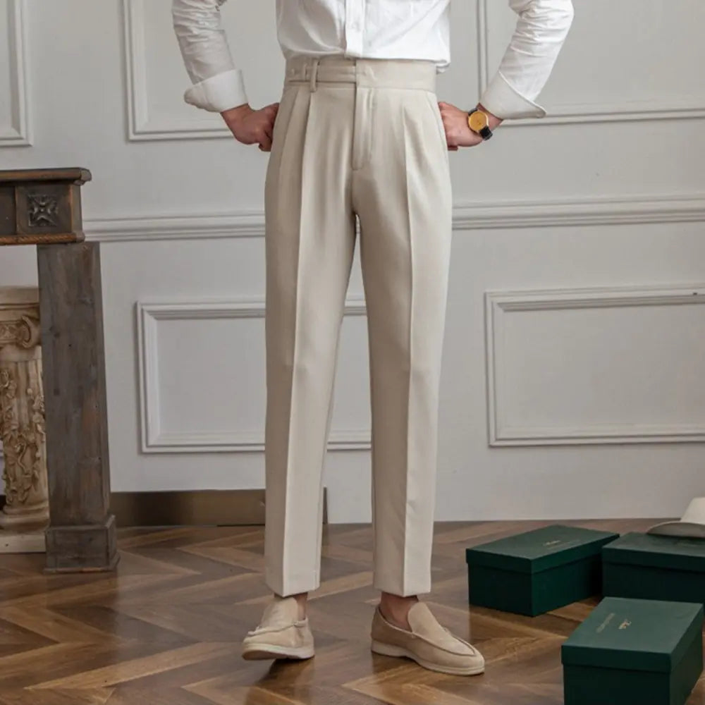 Straight Fit Cropped Pant for Men – Spring-Autumn Essential | British Old Money Menswear Prendersons