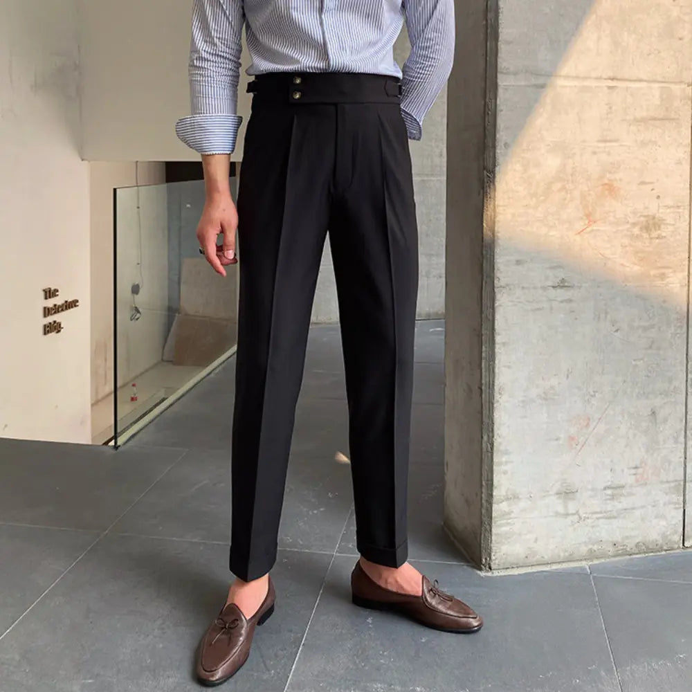 New Men's Naples Straight Leg High Waist Pants – White, Black, Khaki | Daily Wear | Old Money Leisure Fit Prendersons