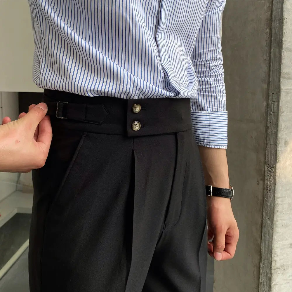 New Men's Naples Straight Leg High Waist Pants – White, Black, Khaki | Daily Wear | Old Money Leisure Fit Prendersons