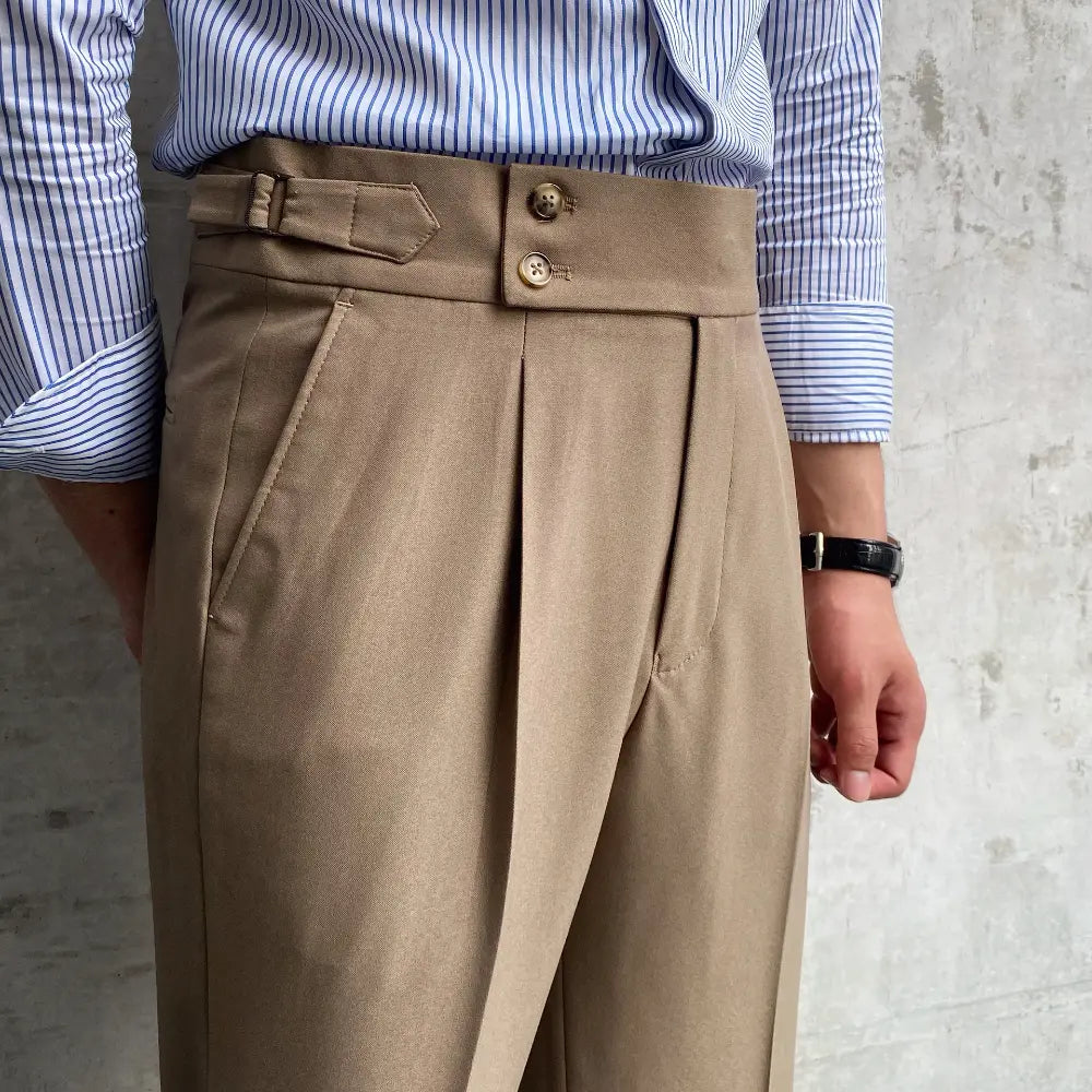 New Men's Naples Straight Leg High Waist Pants – White, Black, Khaki | Daily Wear | Old Money Leisure Fit Prendersons