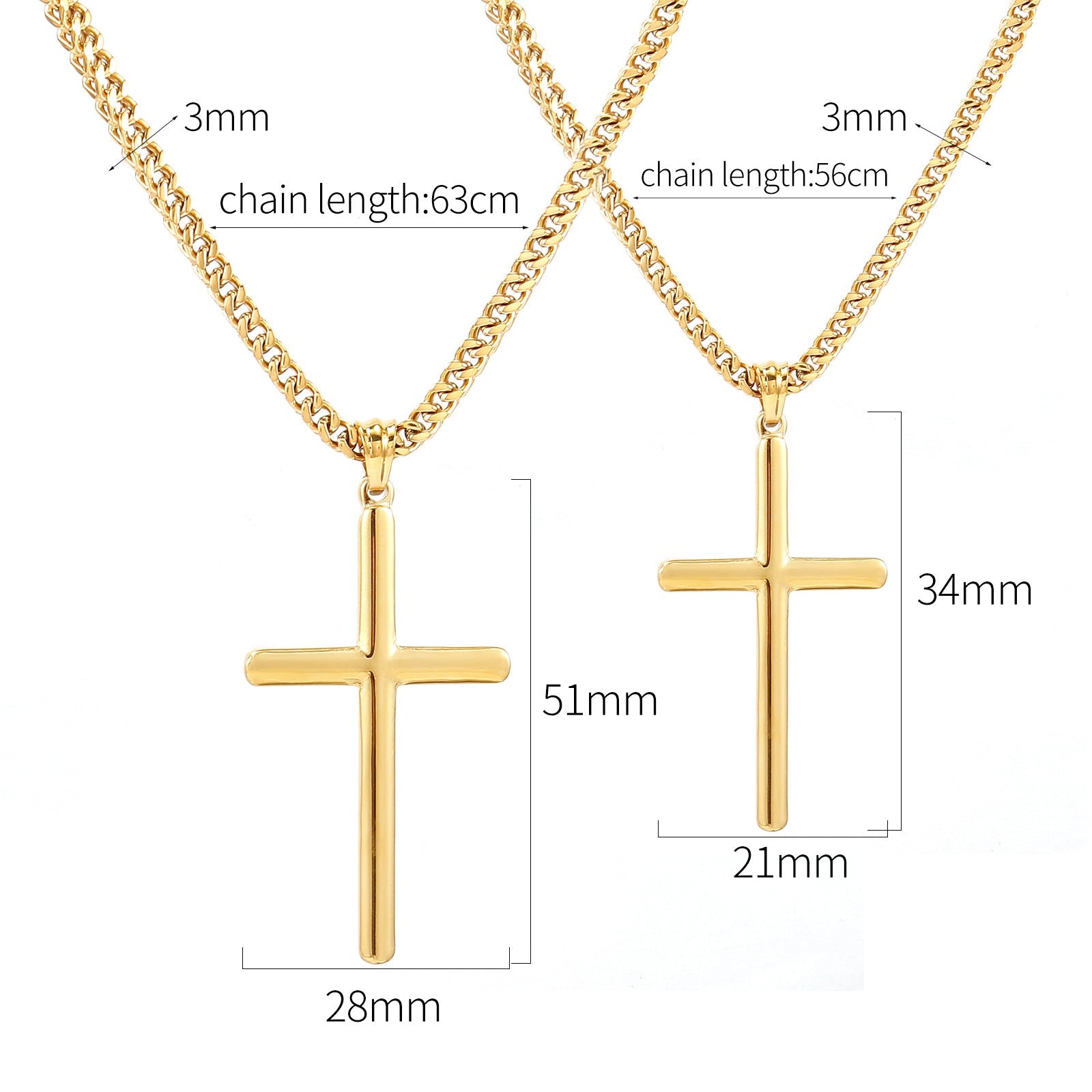 European and American cross-border titanium steel glossy cross pendant necklace high-quality men's positive and negative chain stainless steel necklace wholesale Montrel Frames