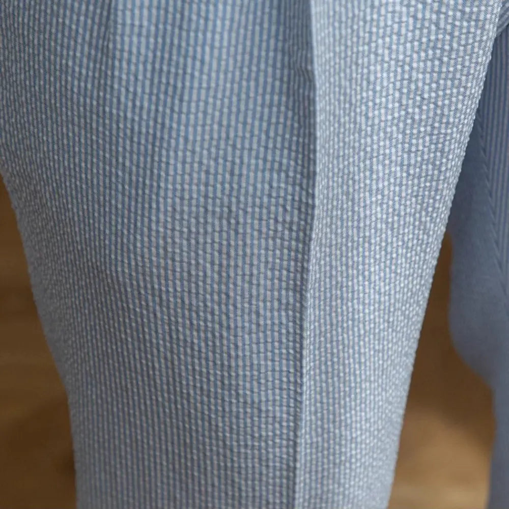 Summer Men's High Waisted Pants – Striped Blue | Summer Officewear | Old Money Menswear Prendersons