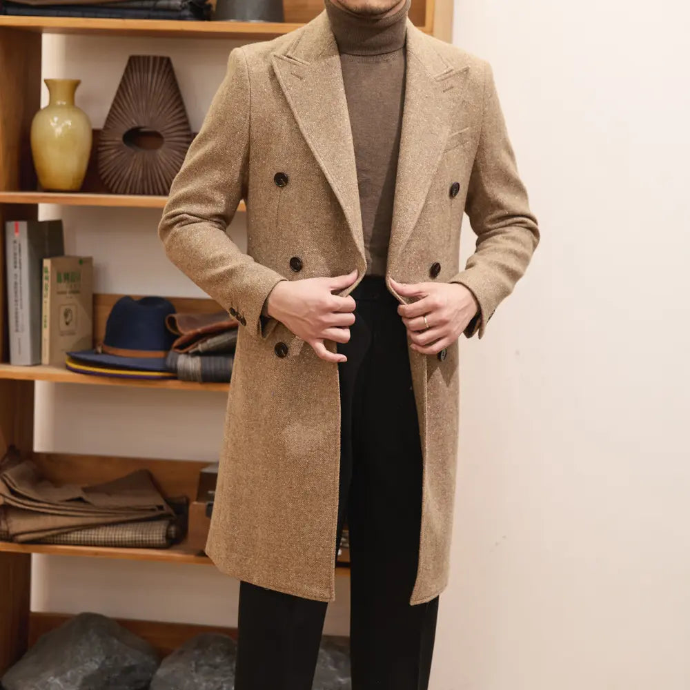 Regular Fit Warm Mens Wool Overcoat – Brown | Autumn & Winter Daily Wear | Classic Elegance