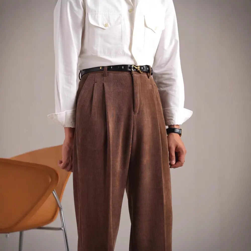 Straight Fit Corduroy pants – Light Green, Black & Brown | Autumn Leisure | Light Business Style