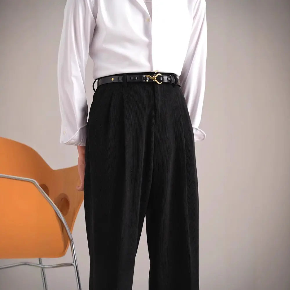 Straight Fit Corduroy pants – Light Green, Black & Brown | Autumn Leisure | Light Business Style