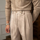Straight Fit High Waist Pants – Khaki & Dark Gray | Autumn & Winter | Old Money Menswear Prendersons