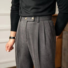 Straight Fit High Waist Pants – Khaki & Dark Gray | Autumn & Winter | Old Money Menswear Prendersons