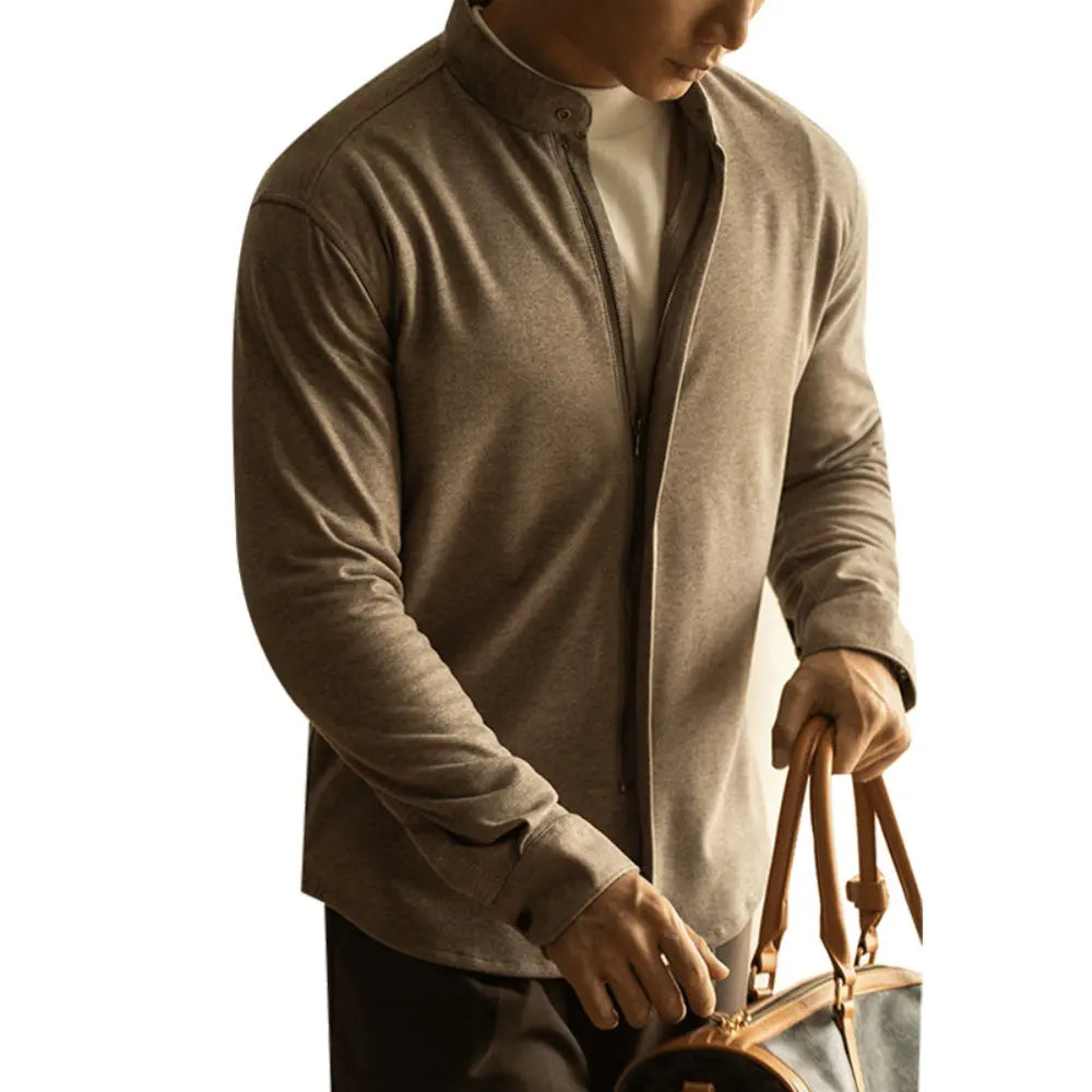 Autumn And Winter Slim Casual Shirt – Dark Grey | Autumn Layering | Light Businesswear
