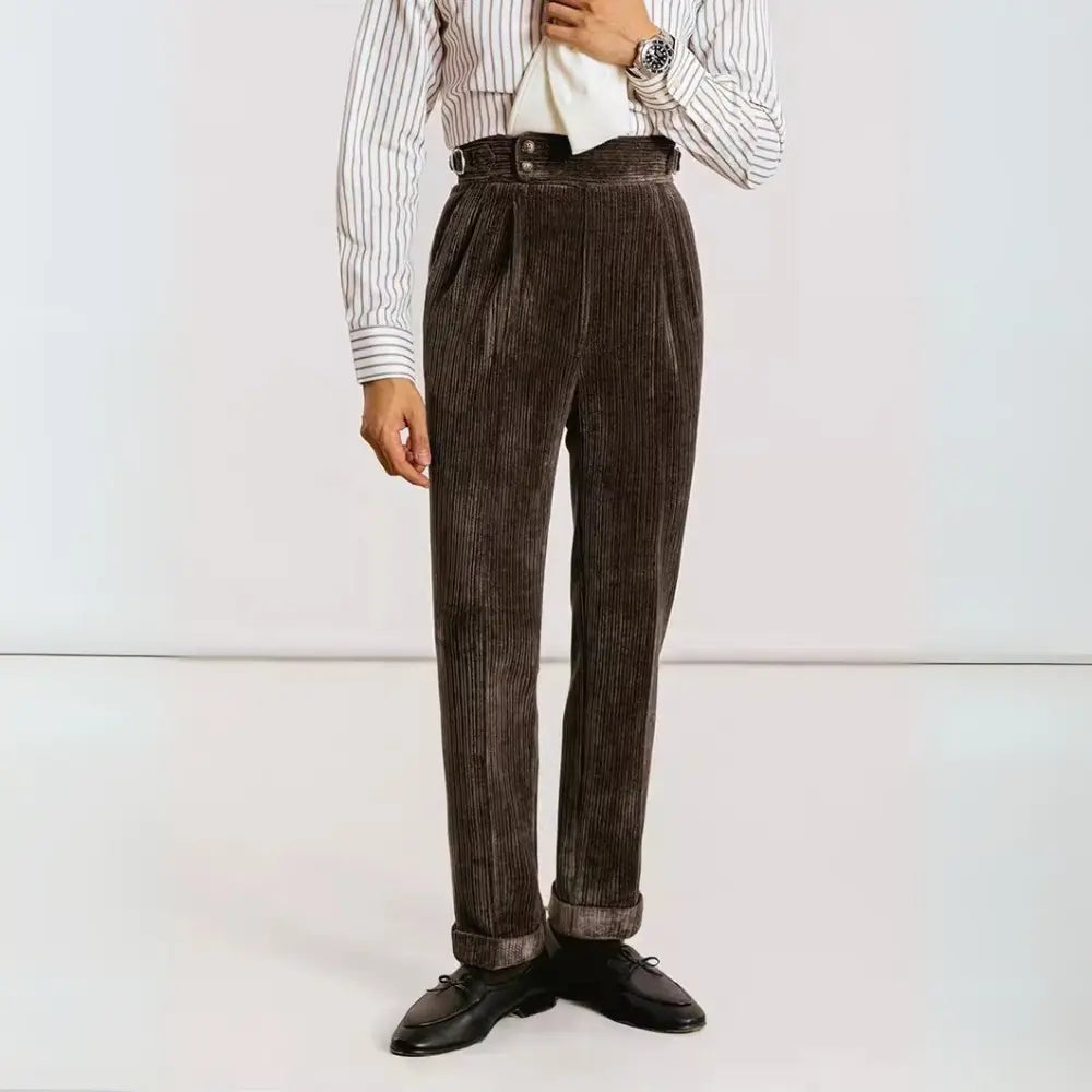 Straight Fit Corduroy Pants – Brown, Black & Beige | Leisure | Old Money Menswear