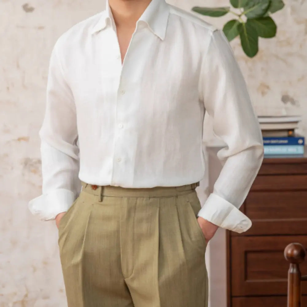 Breathable Light Thin-piece Collar Casual  Shirt – Blue, White, Dark Coffee | Spring Days | Lightweight Old Money Style