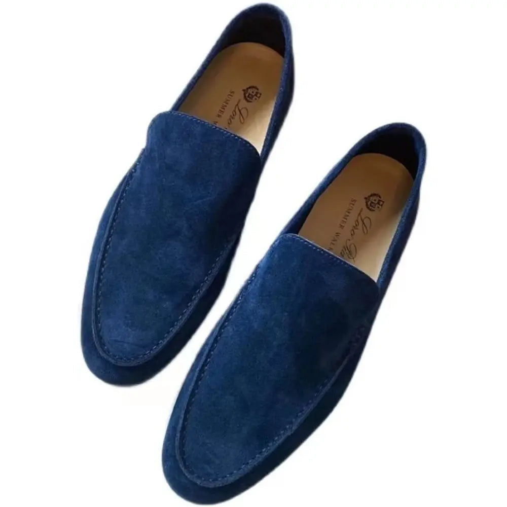 Regular Fit Men's British Loafers – Grey | Summer Casual Essential | Soft Sheepskin Retro Slip-ons