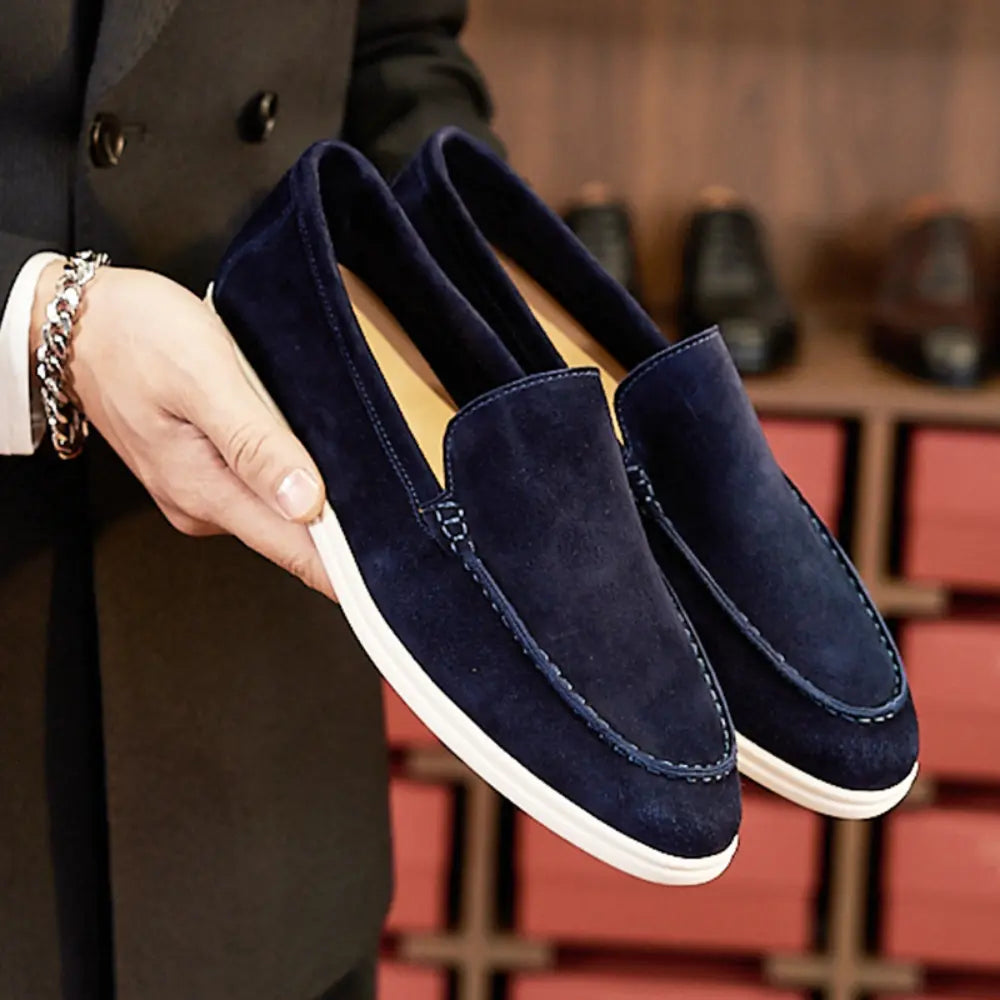 Regular Fit Men's British Loafers – Grey | Summer Casual Essential | Soft Sheepskin Retro Slip-ons