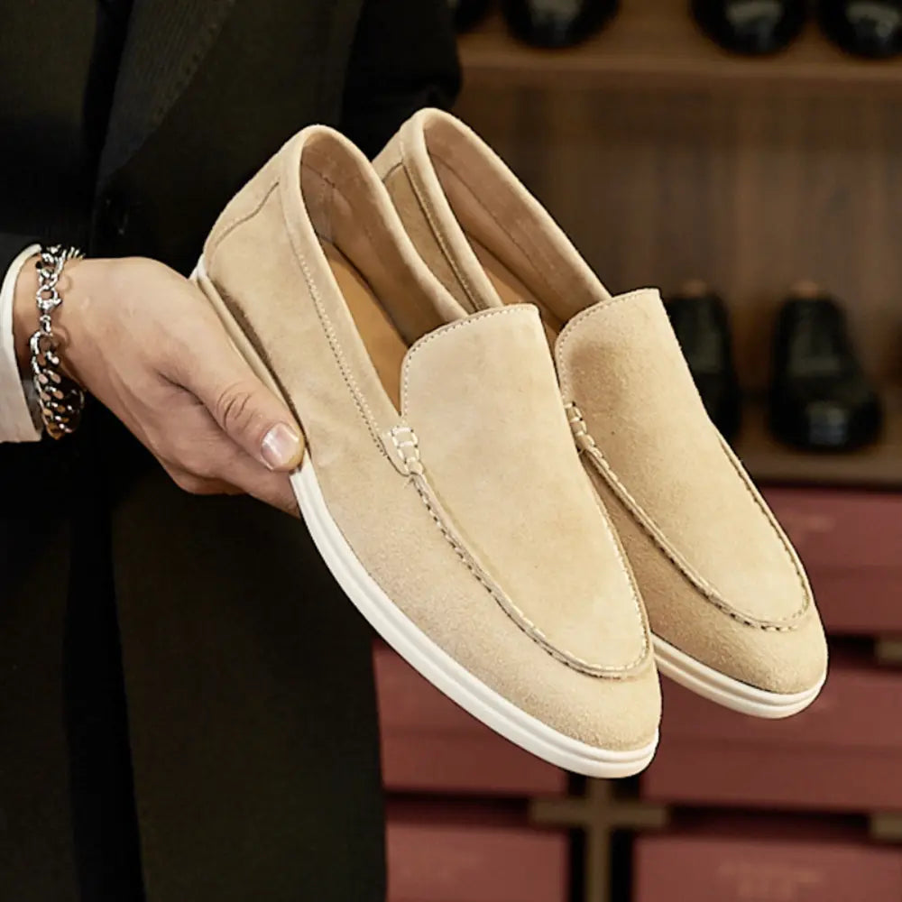 Regular Fit Men's British Loafers – Grey | Summer Casual Essential | Soft Sheepskin Retro Slip-ons
