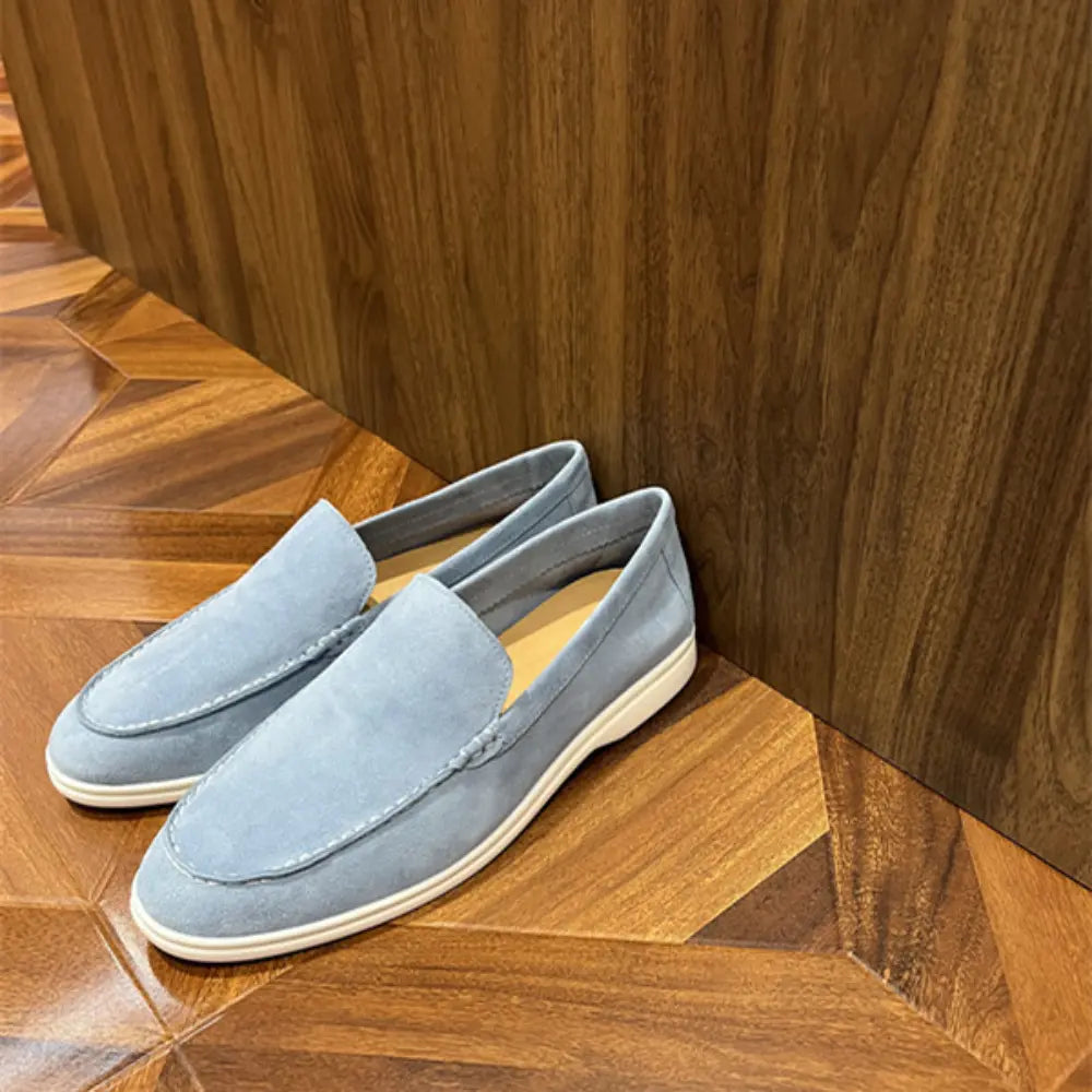 Regular Fit Men's British Loafers – Grey | Summer Casual Essential | Soft Sheepskin Retro Slip-ons