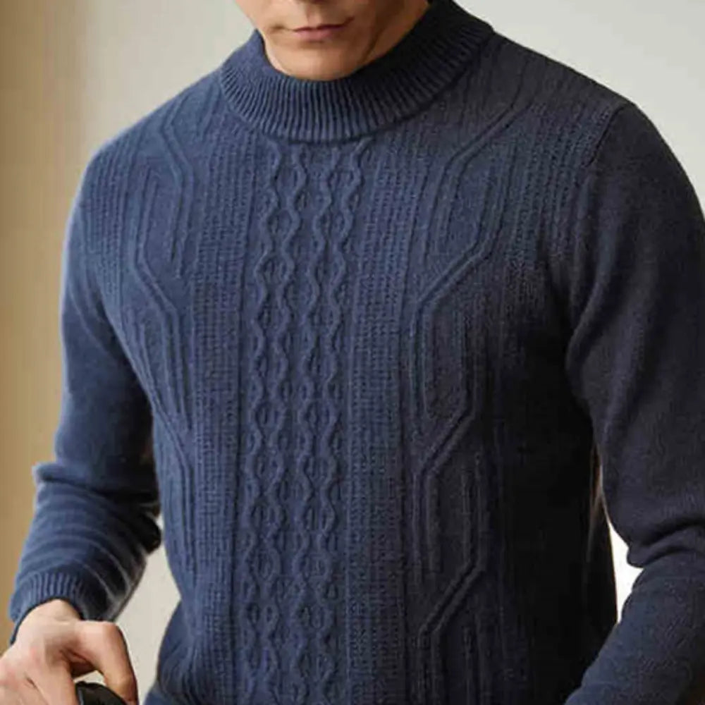 Regular Fit Jacquard Sweater – Smokey Camel | Casual City Wear | 100% Wool Knitwear