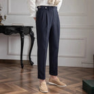 Men's Regular Fit Business Casual Trousers – Dark Blue | Leisure Commute | Old Money Menswear Prendersons