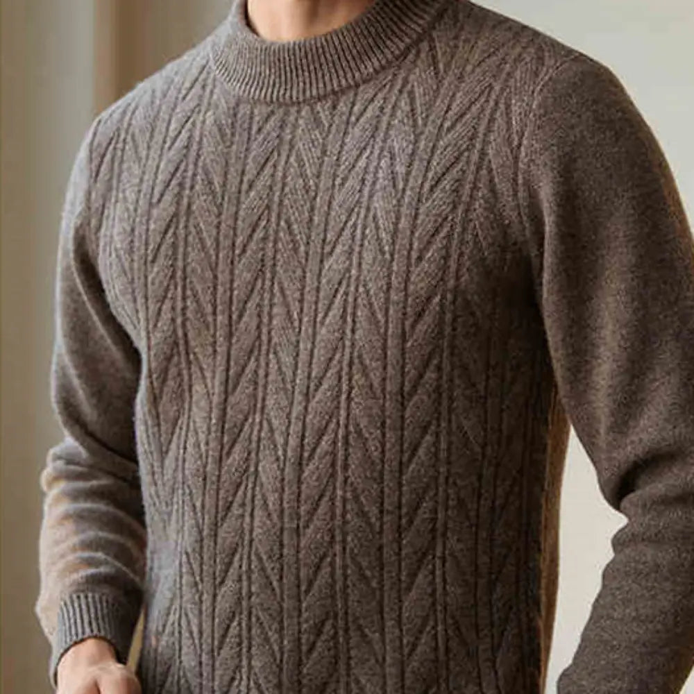 Regular Fit Warm Sweater – Misty Rain Camel | Casual Commute | Pure Wool Elegance
