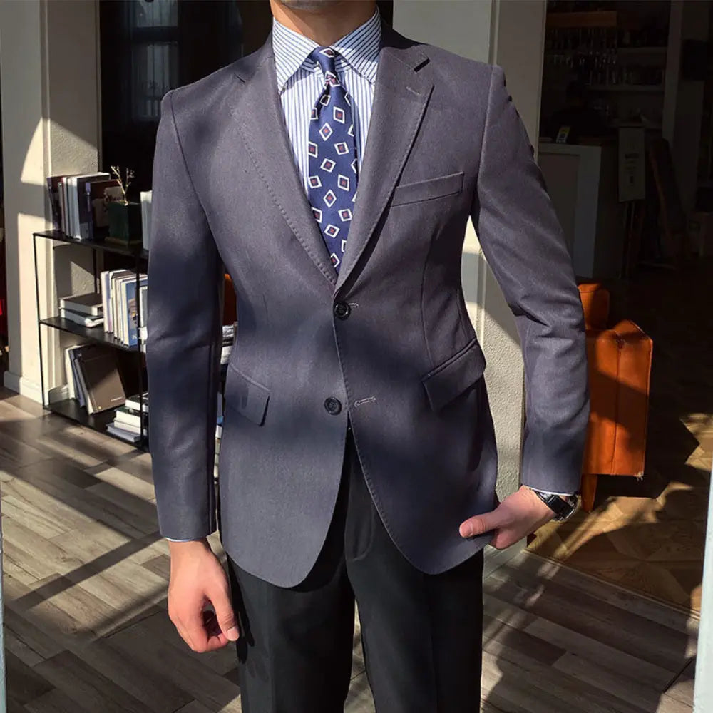 Casual Business All-match Double Breasted Suit Jacket – Black & Navy | Light Business | Timeless Elegance
