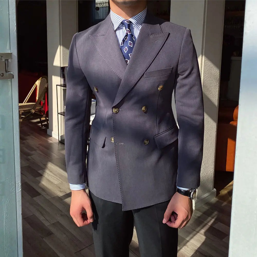 Casual Business All-match Double Breasted Suit Jacket – Black & Navy | Light Business | Timeless Elegance