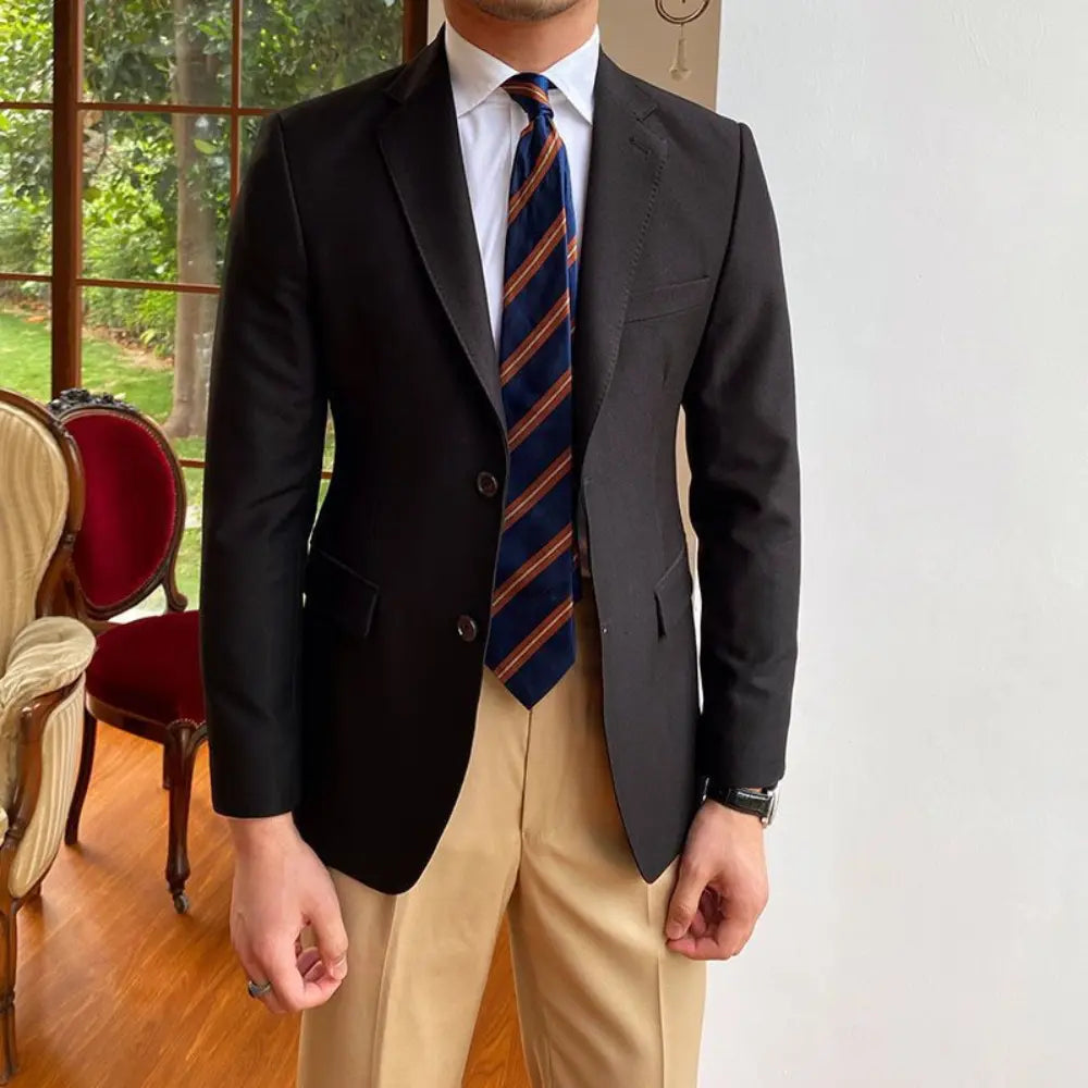 Casual Business All-match Double Breasted Suit Jacket – Black & Navy | Light Business | Timeless Elegance