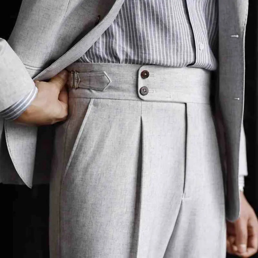 High Waist Paris Button Trousers – Khaki | Daily Business Wear | Straight Leg Trousers