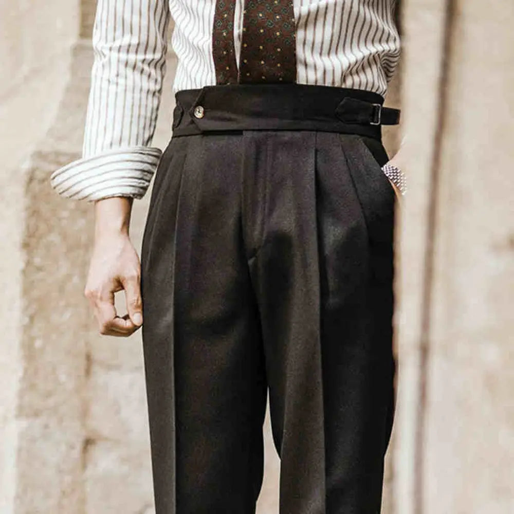 High Waist Paris Button Trousers – Khaki | Daily Business Wear | Straight Leg Trousers