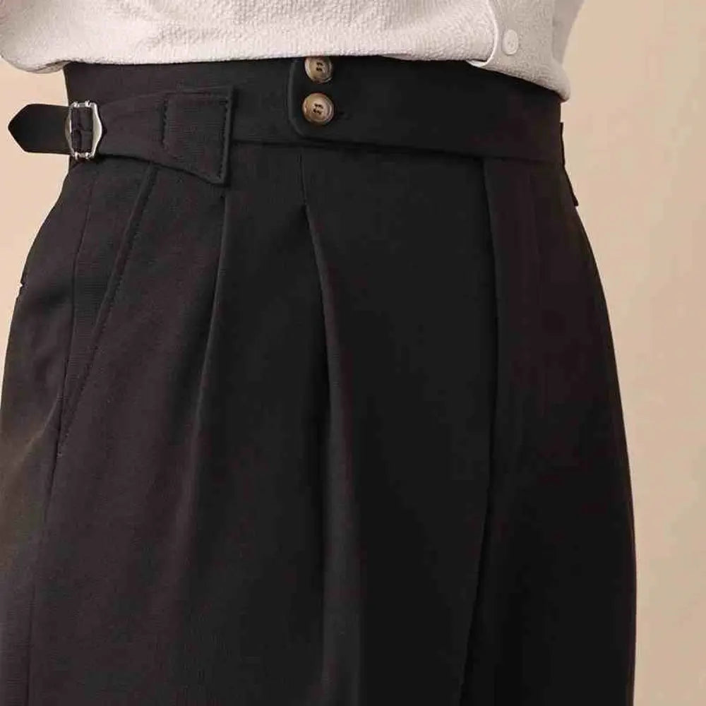 High Waist Paris Button Trousers – Khaki | Daily Business Wear | Straight Leg Trousers
