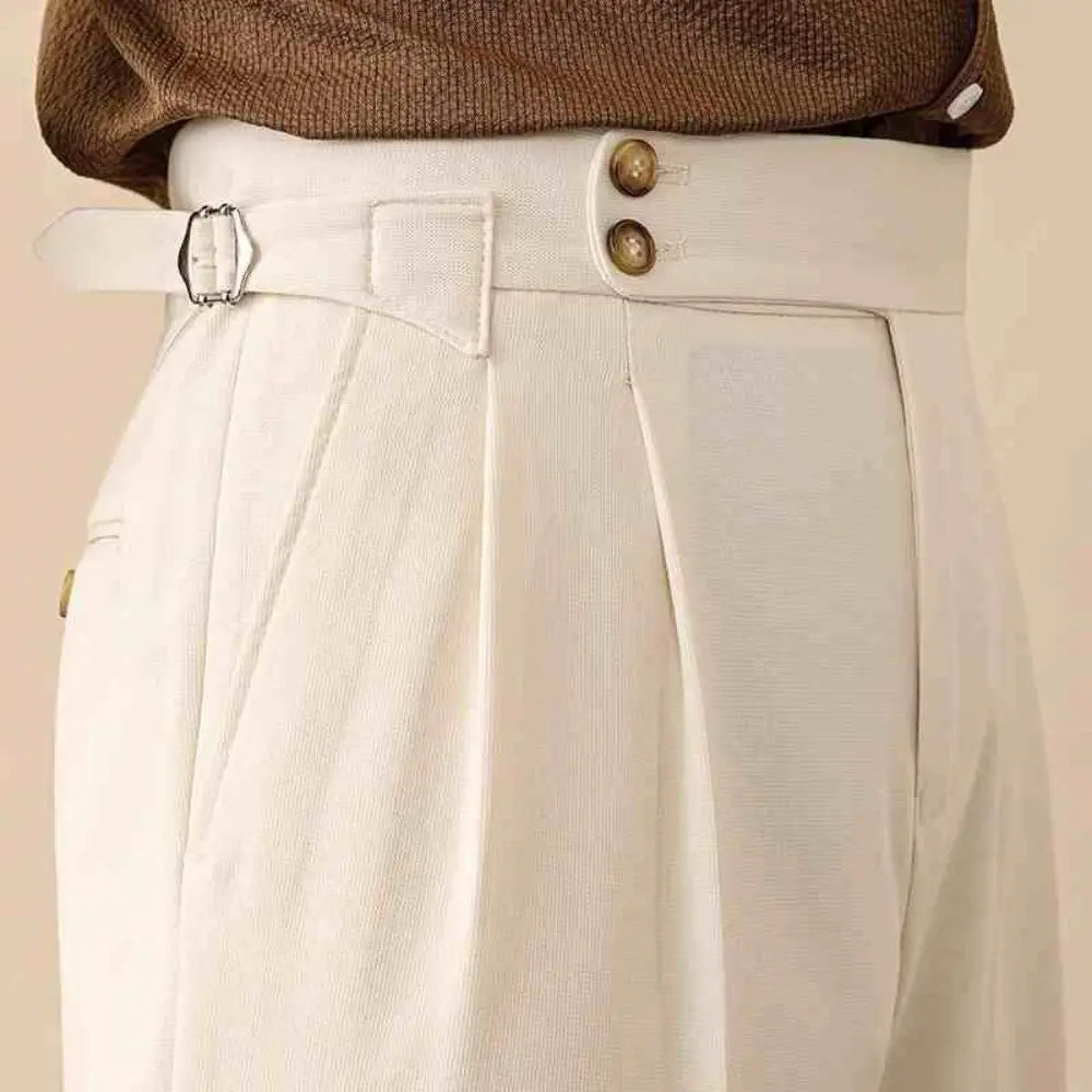 High Waist Paris Button Trousers – Khaki | Daily Business Wear | Straight Leg Trousers