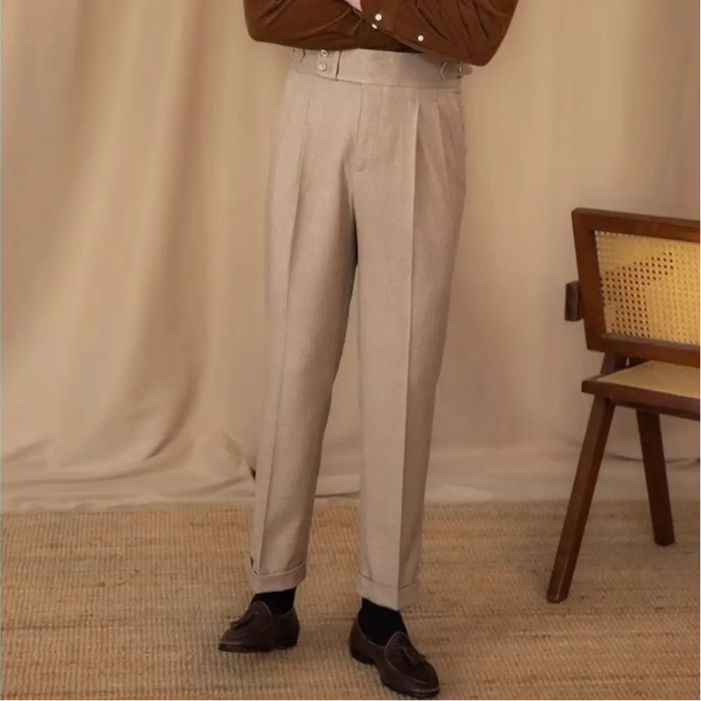 Slim Fit Buckle Suit Pants – Black, Gray, Brown, Khaki | Leisure Officewear | Old Money Menswear