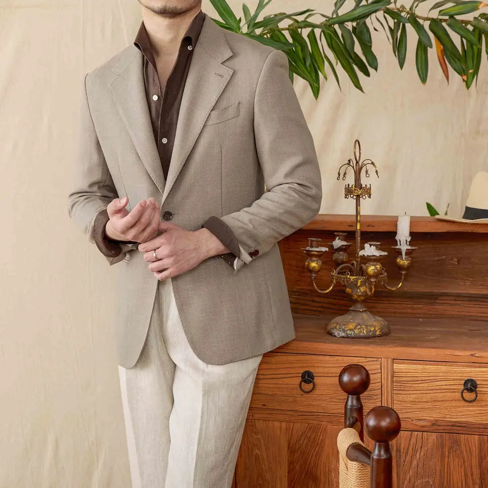 Casual Suit Natural Linen Jacket Men – Natural | Lightweight & Breathable | Old Money Menswear