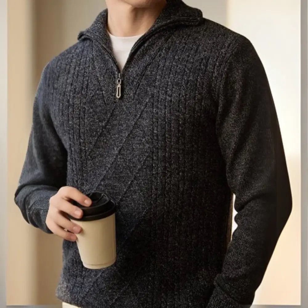 Casual Warm Men's Sweater Jacket  – Brown Camel & Black Grey | Casual City Style | Old Money Menswear