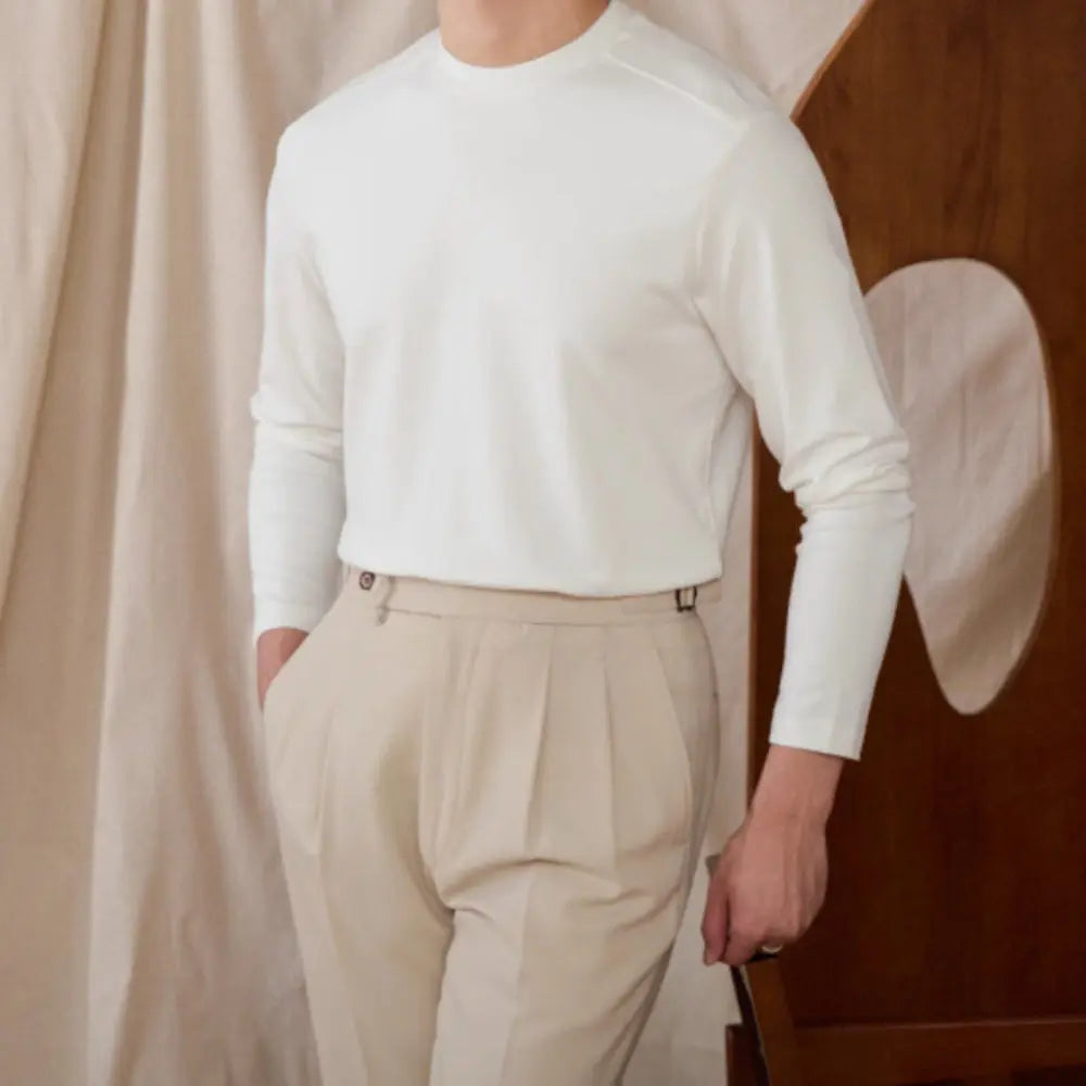 Regular Fit Solid Long Sleeve Sweater – Camel | Daily Smartwear | Minimalist Knitwear