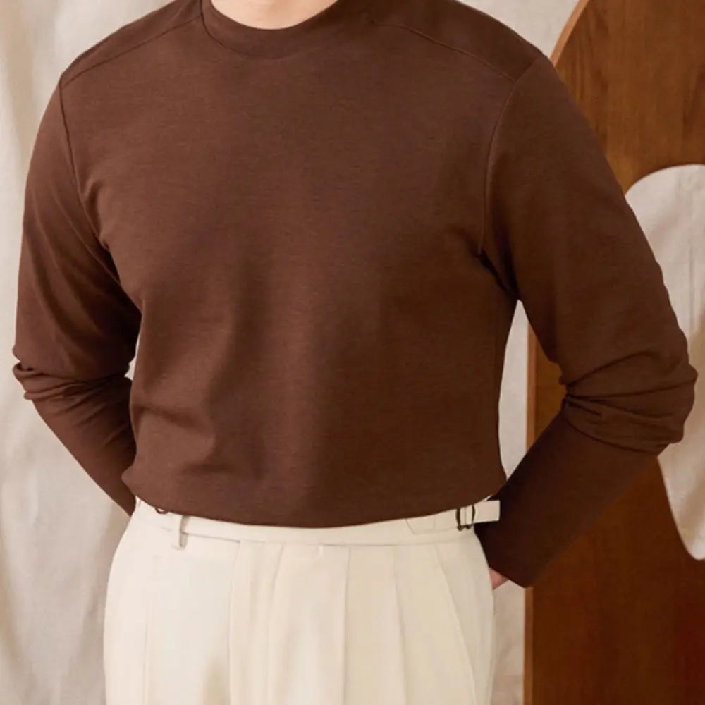 Regular Fit Solid Long Sleeve Sweater – Camel | Daily Smartwear | Minimalist Knitwear