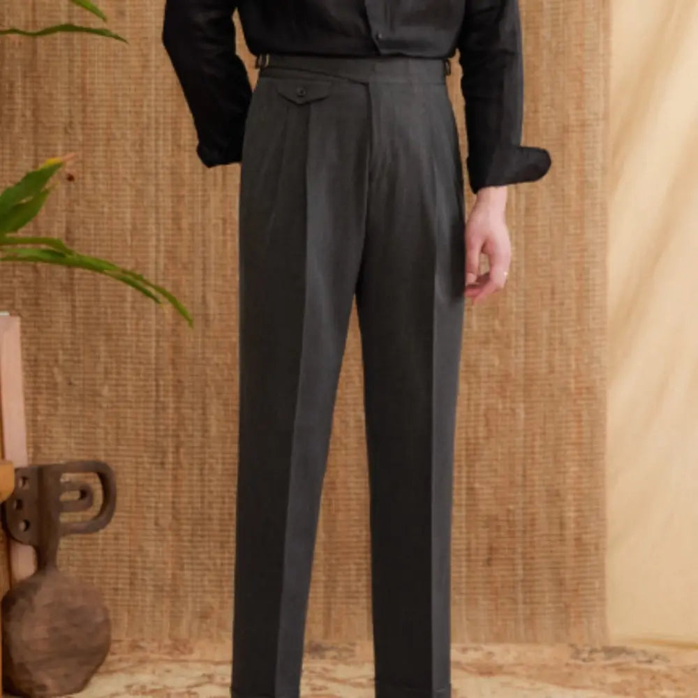 Slim Fit Wrinkle-Resistant Trousers – Charcoal | Banquet Ready | Casual Pants For Men