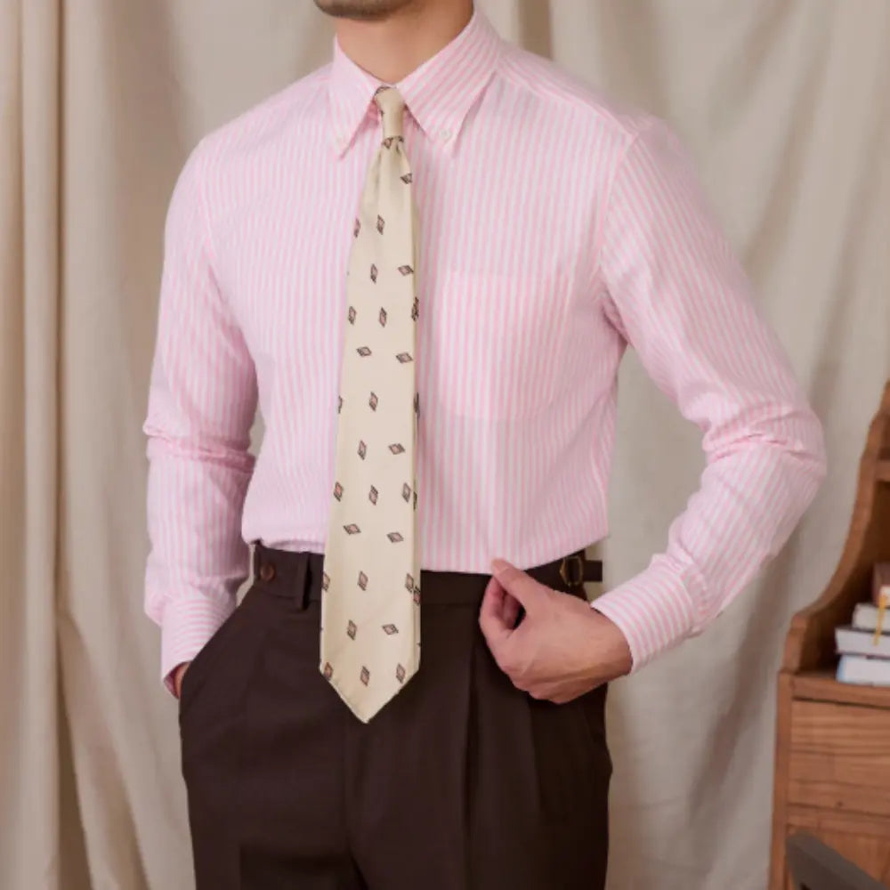 Slim Fit Striped Long Sleeve Shirt – Pink & Blue | Business Casual | Autumn Menswear