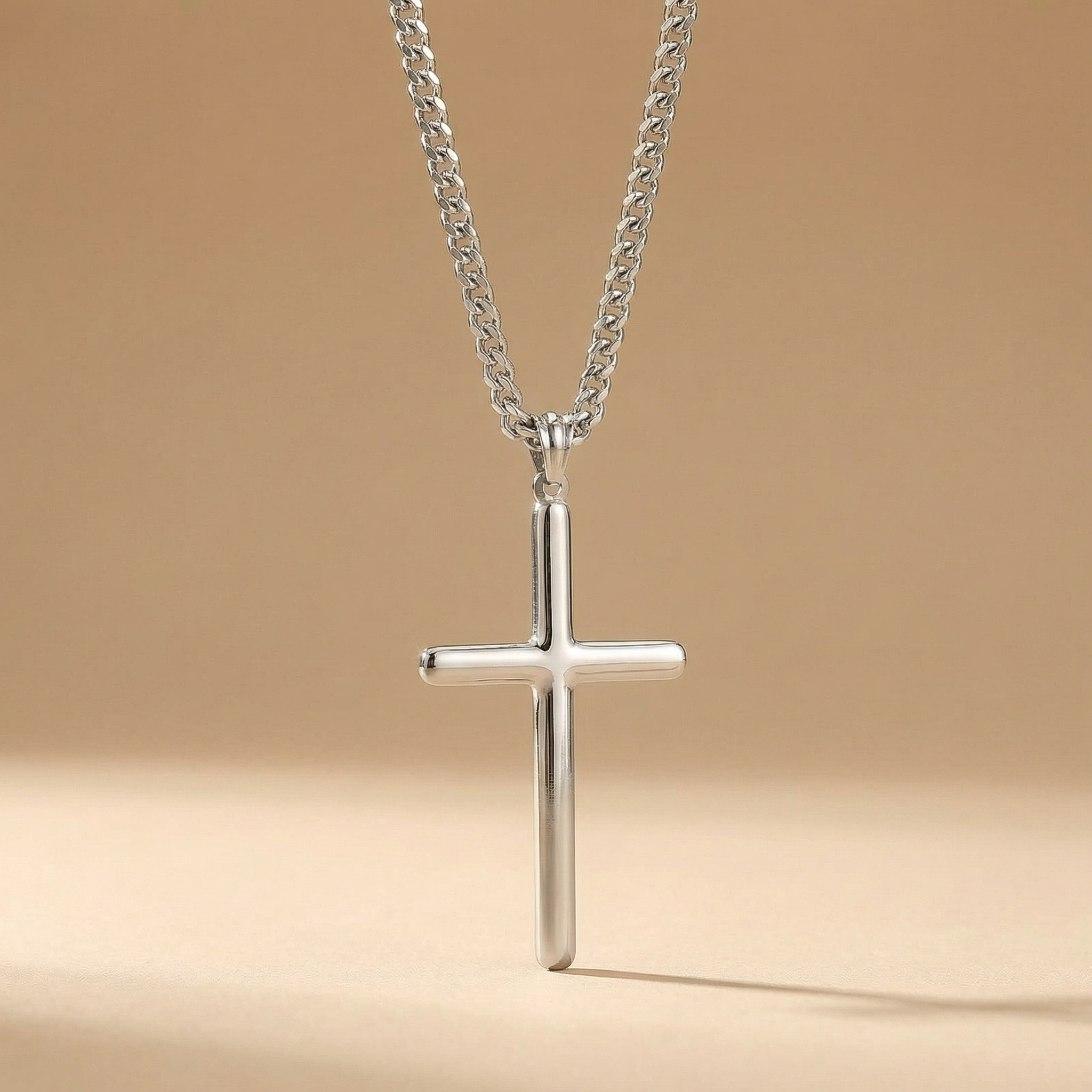 European and American cross-border titanium steel glossy cross pendant necklace high-quality men's positive and negative chain stainless steel necklace wholesale Montrel Frames